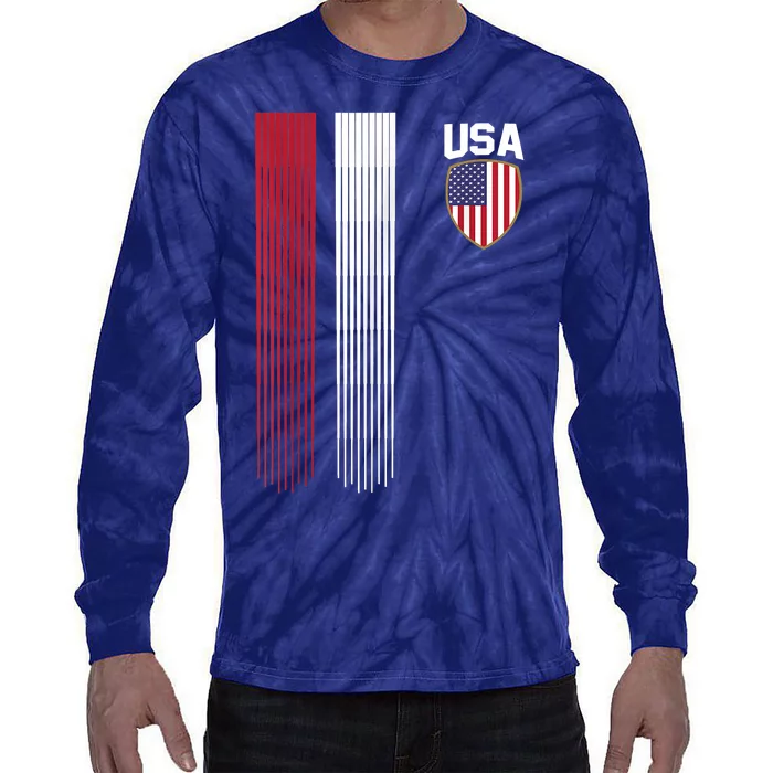 National America Flag USA American Football Fan Soccer Team Tie-Dye Long Sleeve Shirt