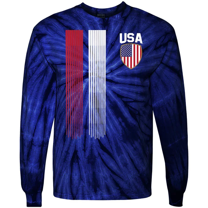 National America Flag USA American Football Fan Soccer Team Tie-Dye Long Sleeve Shirt