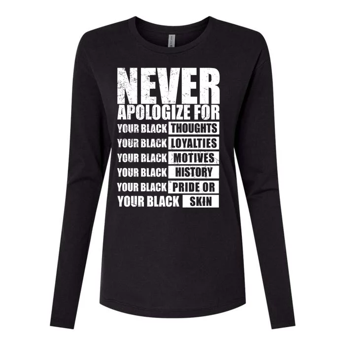 Never Apologize For Your Black Thoughts Black History Month Womens Cotton Relaxed Long Sleeve T-Shirt