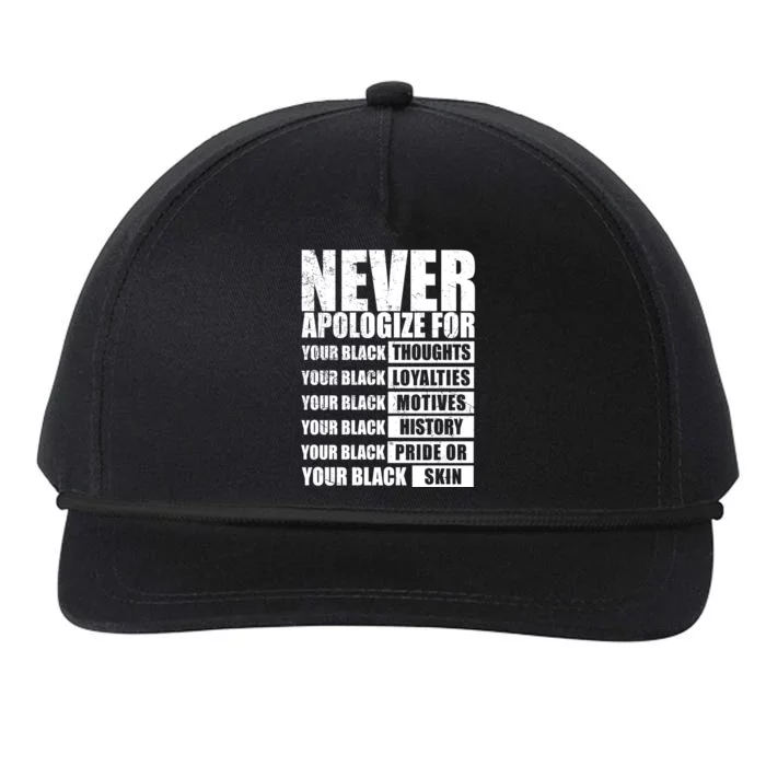 Never Apologize For Your Black Thoughts Black History Month Snapback Five-Panel Rope Hat