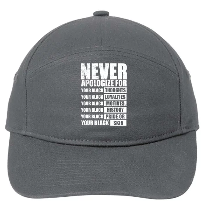 Never Apologize For Your Black Thoughts Black History Month 7-Panel Snapback Hat