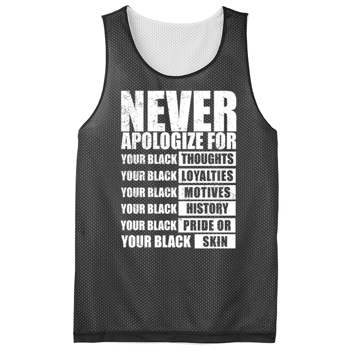 Never Apologize For Your Black Thoughts Black History Month Mesh Reversible Basketball Jersey Tank