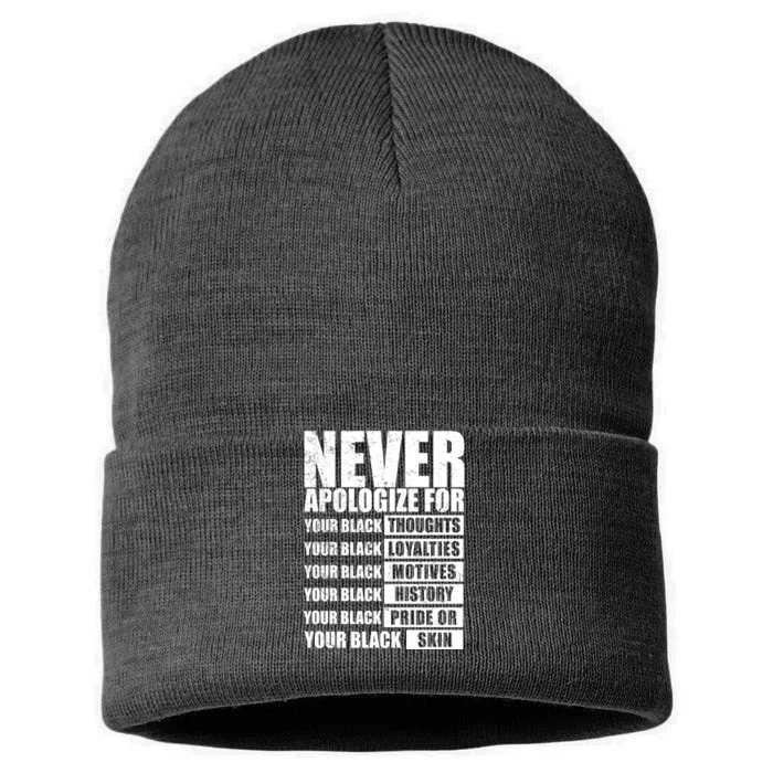 Never Apologize For Your Black Thoughts Black History Month Sustainable Knit Beanie