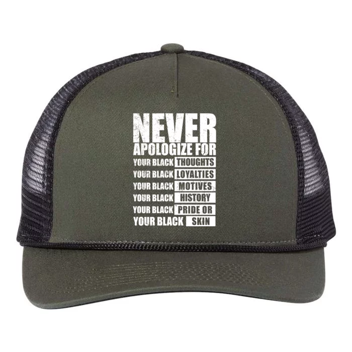 Never Apologize For Your Black Thoughts Black History Month Retro Rope Trucker Hat Cap