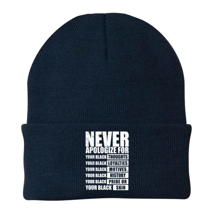 Never Apologize For Your Black Thoughts Black History Month Knit Cap Winter Beanie