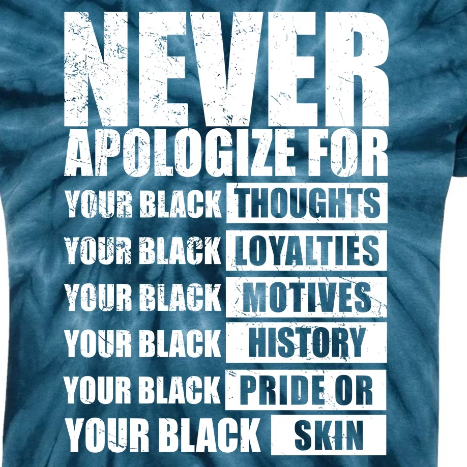 Never Apologize For Your Black Thoughts Black History Month Kids Tie-Dye T-Shirt