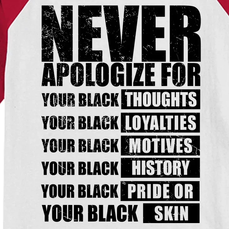 Never Apologize For Your Black Thoughts Black History Month Kids Colorblock Raglan Jersey