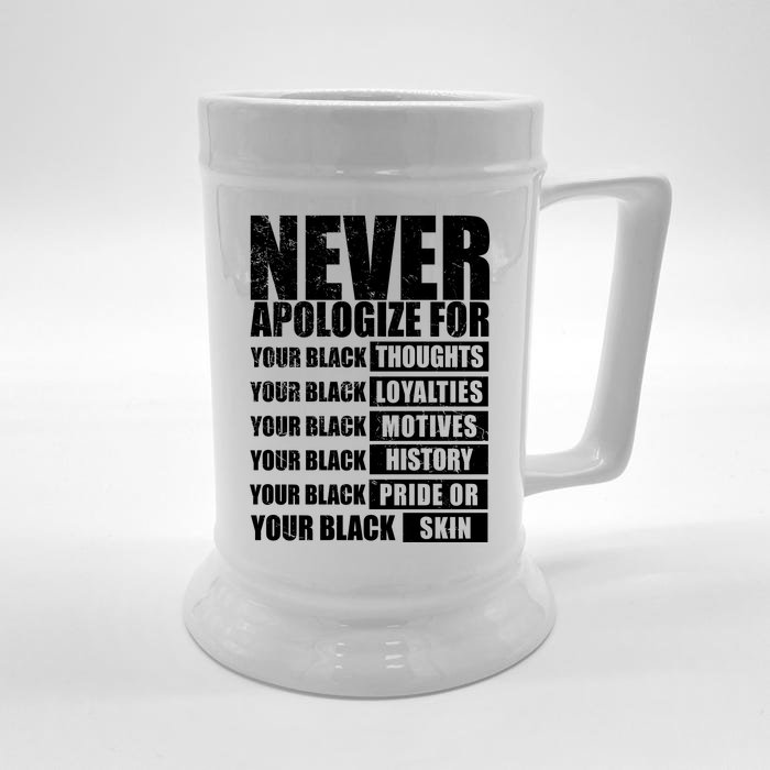 Never Apologize For Your Black Thoughts Black History Month Front & Back Beer Stein