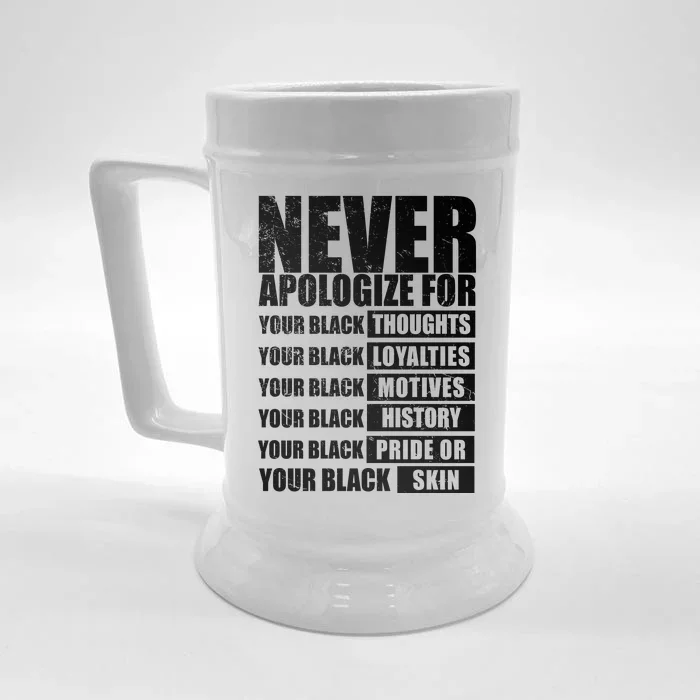 Never Apologize For Your Black Thoughts Black History Month Front & Back Beer Stein