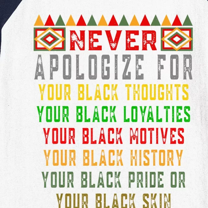 Never Apologize For Your Black History Month Pride African Baseball Sleeve Shirt