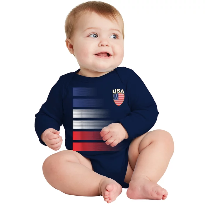 National America Flag American Soccer USA Jersey Fan Team Baby Long Sleeve Bodysuit