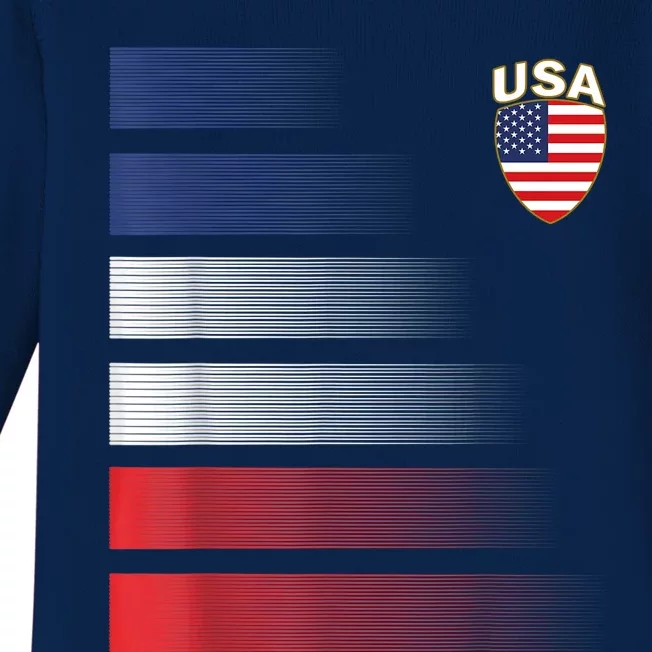 National America Flag American Soccer USA Jersey Fan Team Baby Long Sleeve Bodysuit