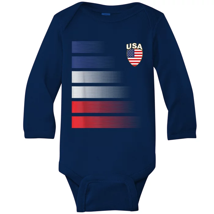 National America Flag American Soccer USA Jersey Fan Team Baby Long Sleeve Bodysuit