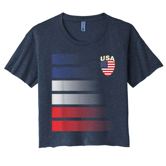 National America Flag American Soccer USA Jersey Fan Team Women's Crop Top Tee