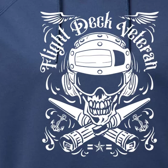 Naval Aviation Flight Deck Veteran Skull Performance Fleece Hoodie