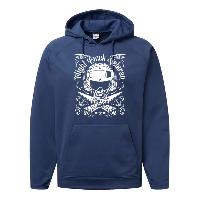 Naval Aviation Flight Deck Veteran Skull Performance Fleece Hoodie