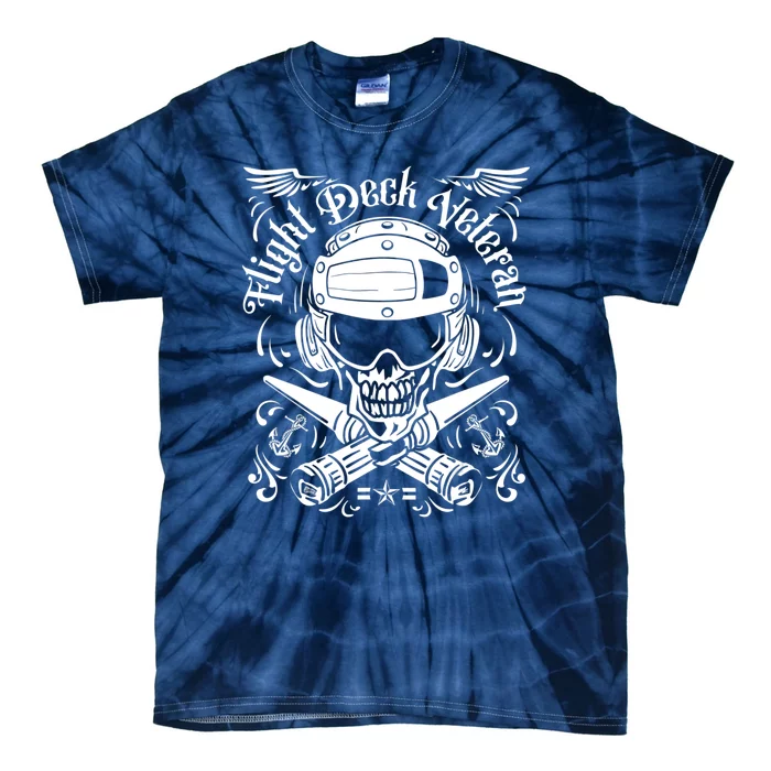 Naval Aviation Flight Deck Veteran Skull Tie-Dye T-Shirt