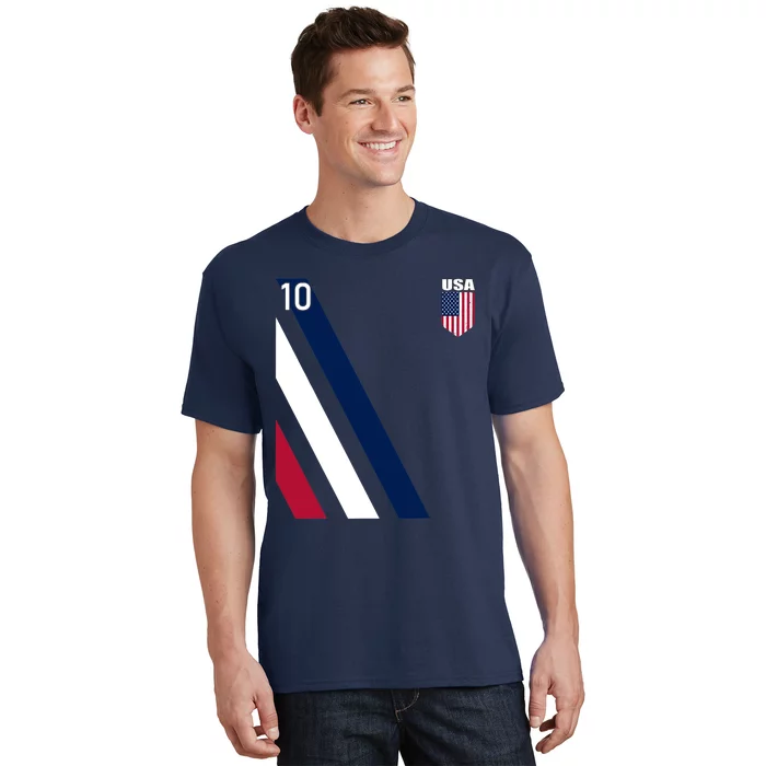 National American Flag Soccer USA Jersey Fan 10 Football USA T-Shirt