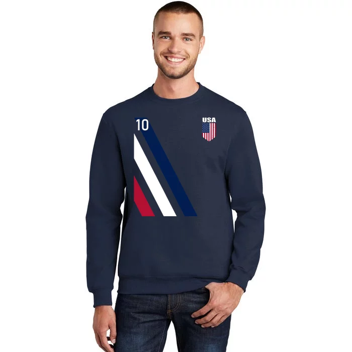 National American Flag Soccer USA Jersey Fan 10 Football USA Tall Sweatshirt