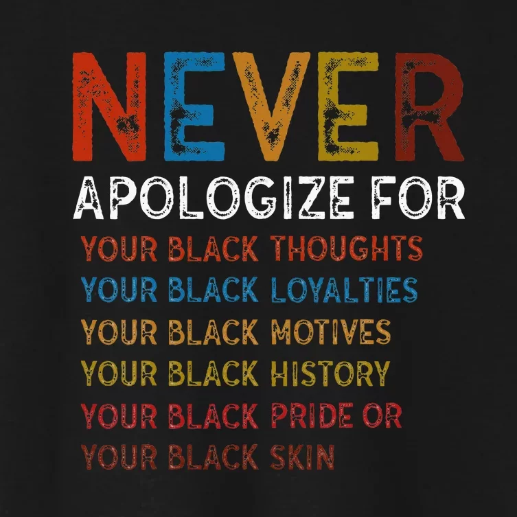 Never Apologize For Your Blackness Black History Women's Crop Top Tee