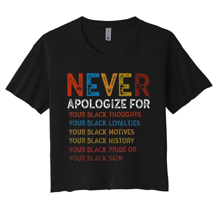 Never Apologize For Your Blackness Black History Women's Crop Top Tee