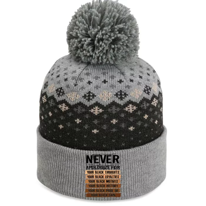 Never Apologize For Your Black History The Baniff Cuffed Pom Beanie