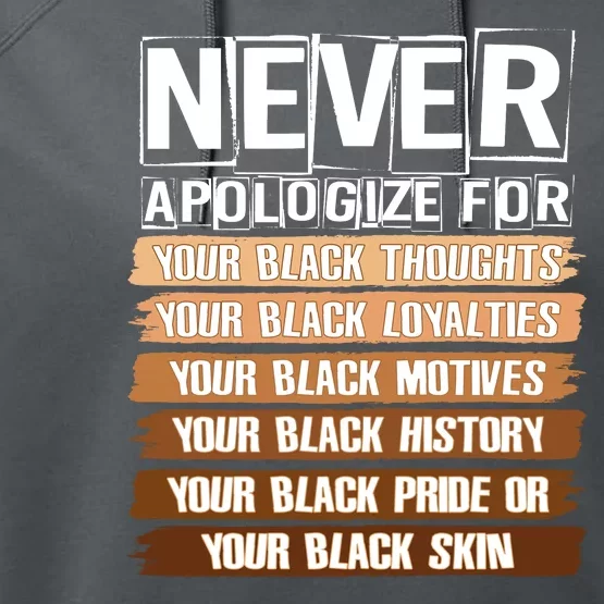 Never Apologize For Your Black History Performance Fleece Hoodie