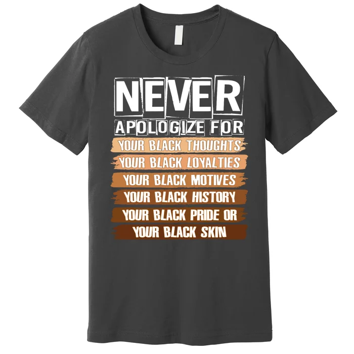 Never Apologize For Your Black History Premium T-Shirt