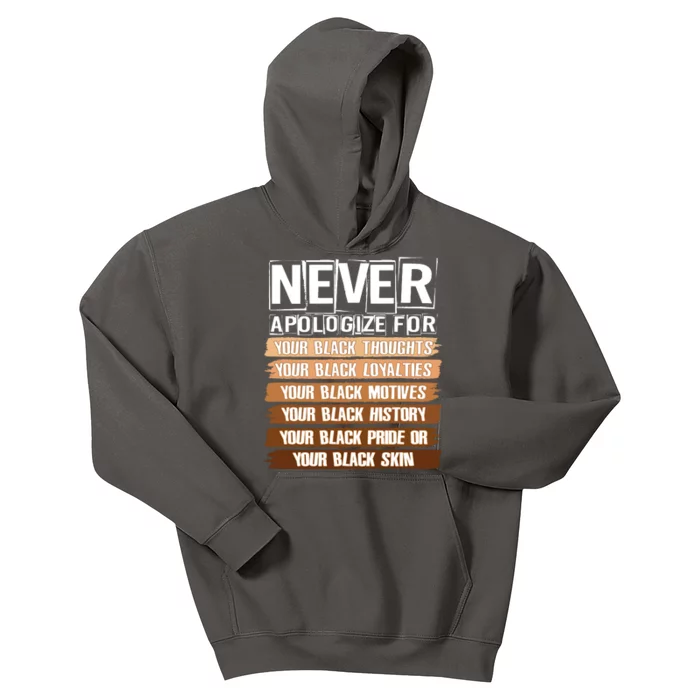 Never Apologize For Your Black History Kids Hoodie