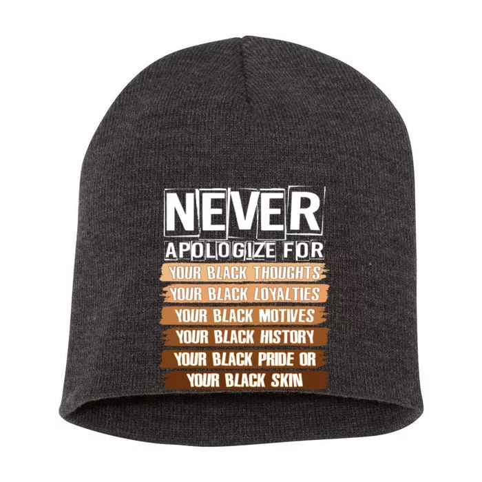 Never Apologize For Your Black History Short Acrylic Beanie