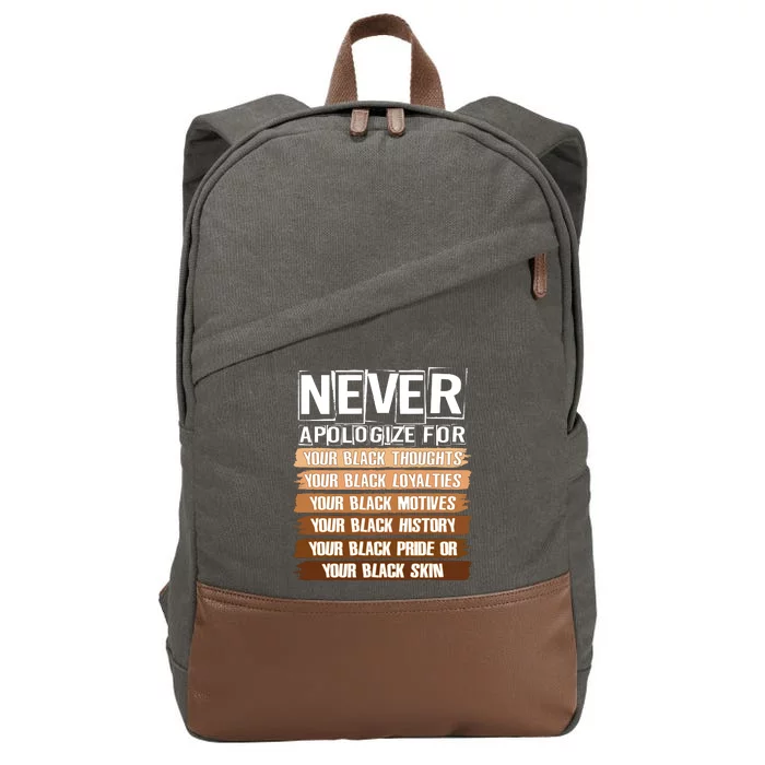 Never Apologize For Your Black History Cotton Canvas Backpack