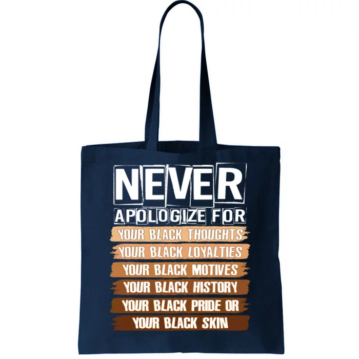 Never Apologize For Your Black History Tote Bag