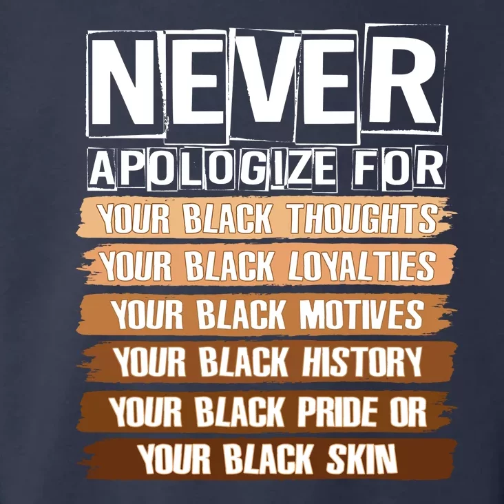 Never Apologize For Your Black History Toddler Hoodie