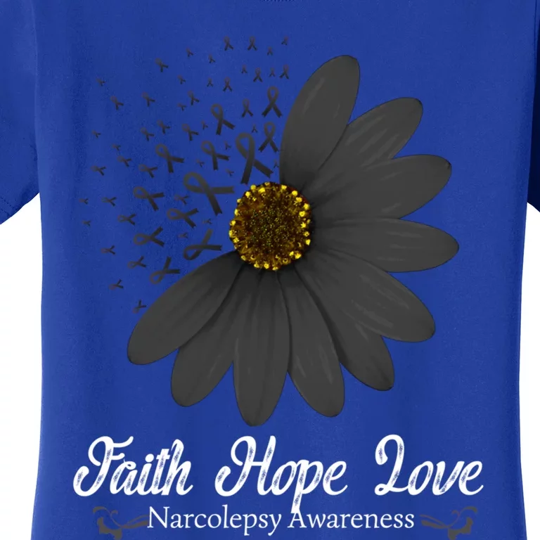 Narcolepsy Awareness Faith Hope Love Black Ribbon Support Gift Women's T-Shirt