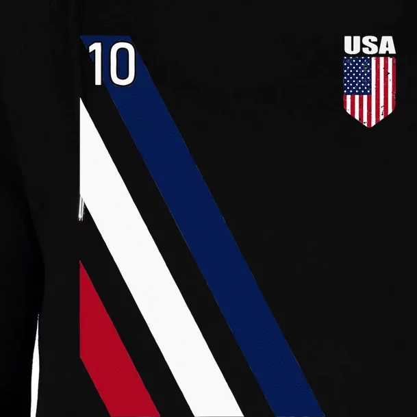 National American Flag Soccer USA Jersey Fan 10 Football USA Womens Funnel Neck Pullover Hood