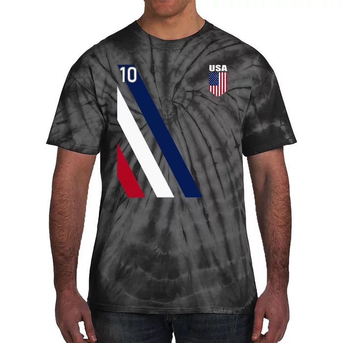 National American Flag Soccer USA Jersey Fan 10 Football USA Tie-Dye T-Shirt