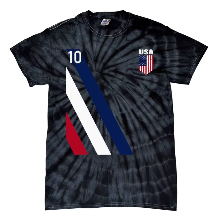 National American Flag Soccer USA Jersey Fan 10 Football USA Tie-Dye T-Shirt