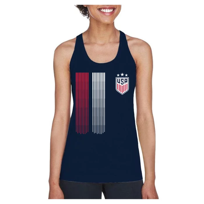 National America Flag USA American Football Fan Soccer Team Women's Racerback Tank