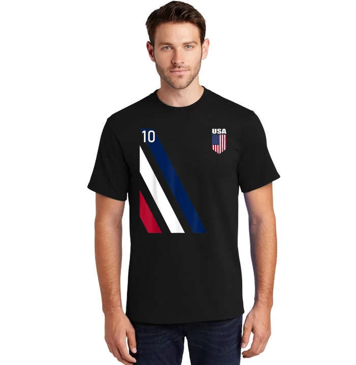 National American Flag Soccer USA Jersey Fan 10 Football USA Tall T-Shirt