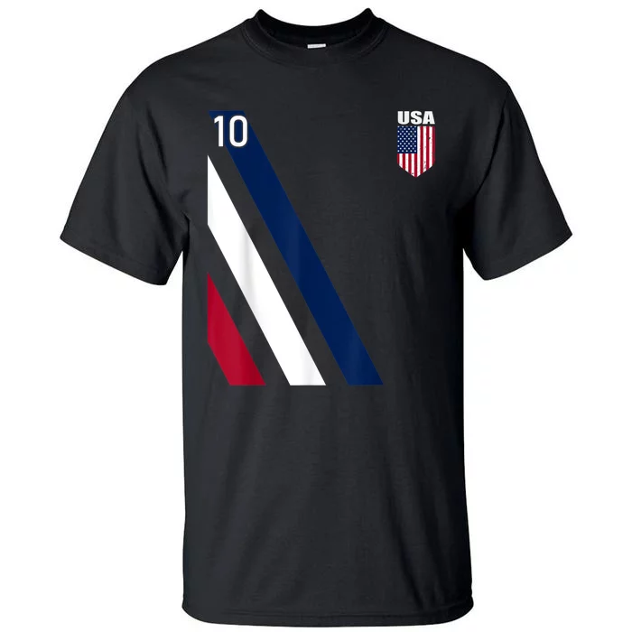 National American Flag Soccer USA Jersey Fan 10 Football USA Tall T-Shirt