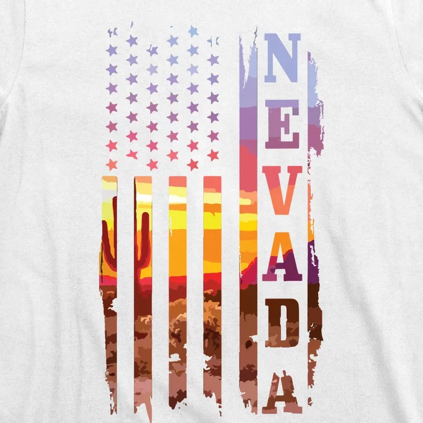 Nevada American Flag Pride Landscape Cactus Patriotic Gift T-Shirt