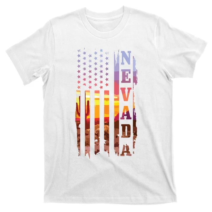 Nevada American Flag Pride Landscape Cactus Patriotic Gift T-Shirt