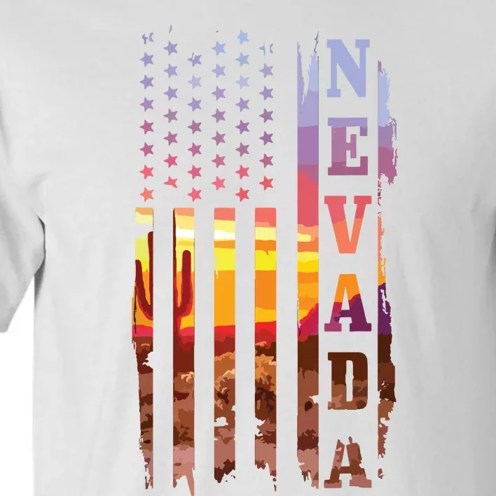 Nevada American Flag Pride Landscape Cactus Patriotic Gift Tall T-Shirt