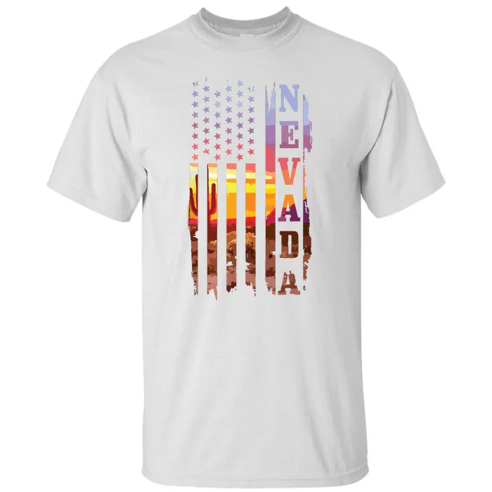 Nevada American Flag Pride Landscape Cactus Patriotic Gift Tall T-Shirt