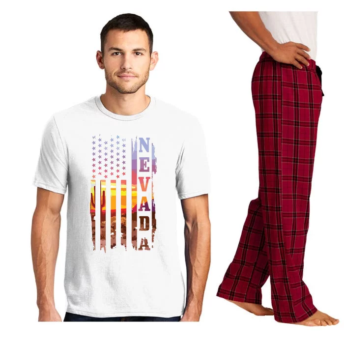 Nevada American Flag Pride Landscape Cactus Patriotic Gift Pajama Set