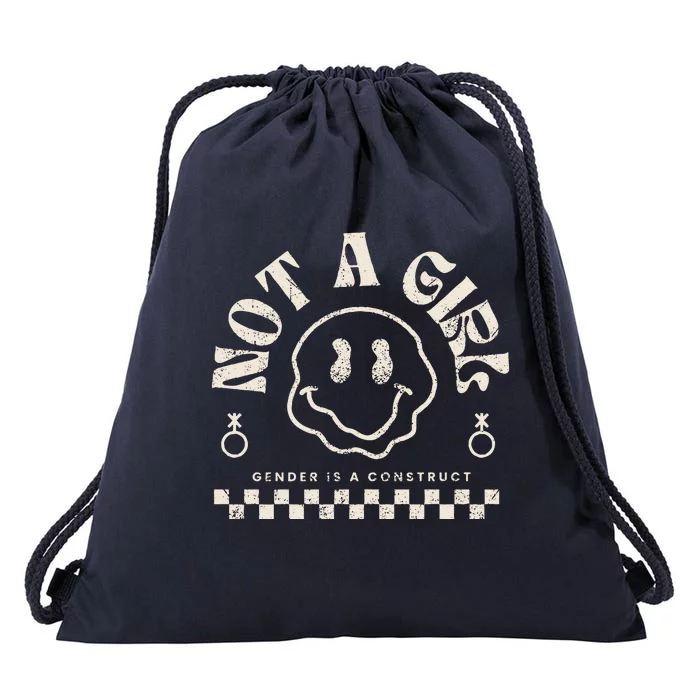 Not A Girl Non Binary  Gender Is A Construct Drawstring Bag