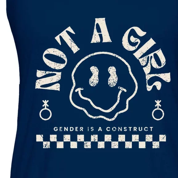 Not A Girl Non Binary  Gender Is A Construct Ladies Essential Flowy Tank