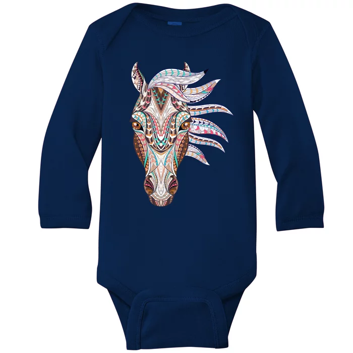 Native American Geometric Horse Baby Long Sleeve Bodysuit