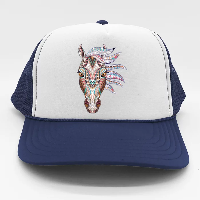 Native American Geometric Horse Trucker Hat