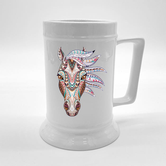 Native American Geometric Horse Front & Back Beer Stein